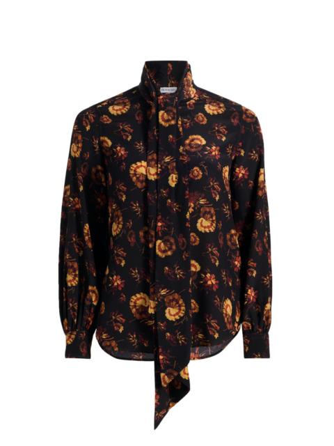 Burberry Women's Lina Floral Silk Tie-Neck Blouse - Crimson Red