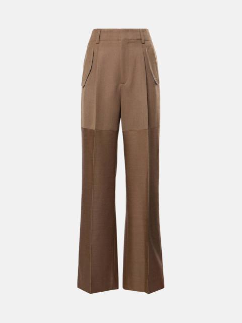 Paneled wool wide-leg pants