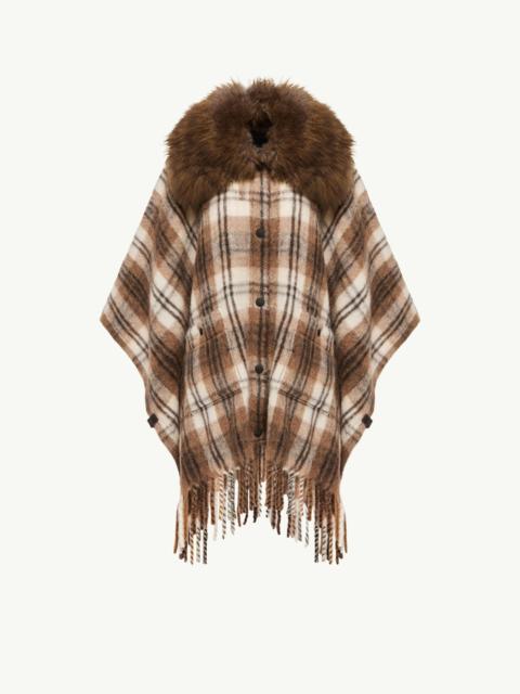 Moncler Grenoble Shearling Collar Mohair, Alpaca & Wool Blend Cape