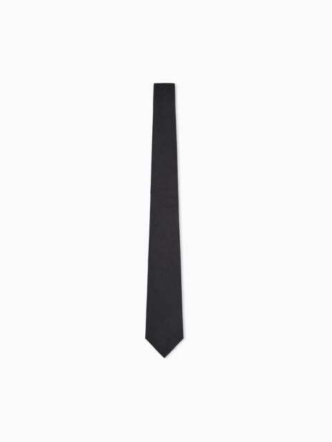 EMPORIO ARMANI SILK NECKTIE WITH A SUBTLE HERRINGBONE PATTERN