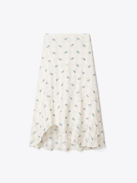 TORY BURCH Embroidered Linen Skirt