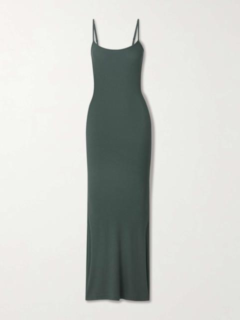 SKIMS Soft Lounge ribbed stretch-modal slip dress - Marble Dark green