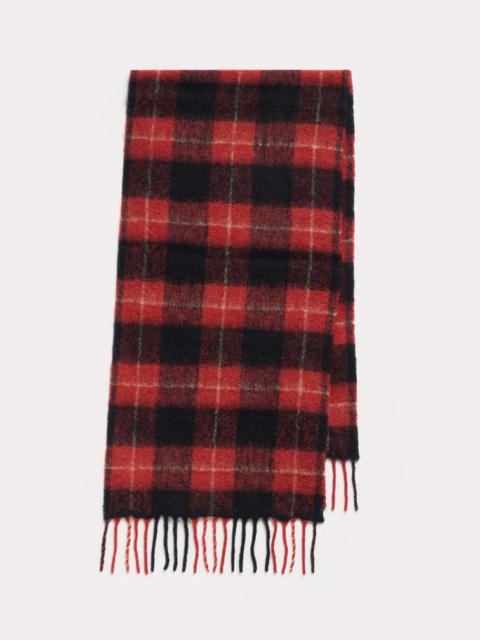 Totême Brushed tartan check scarf red check