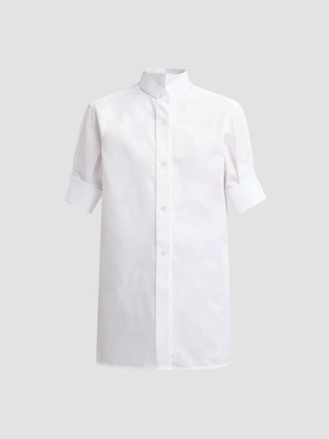 Maison Margiela Women's Snap-Button Short-Sleeve Cotton Shirt - White