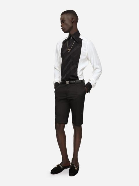 Dolce & Gabbana Stretch cotton shorts with DG embroidery
