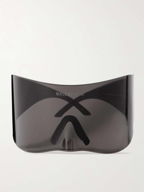 BALENCIAGA Oversized Rimless Wrap-Around Acetate Sunglasses