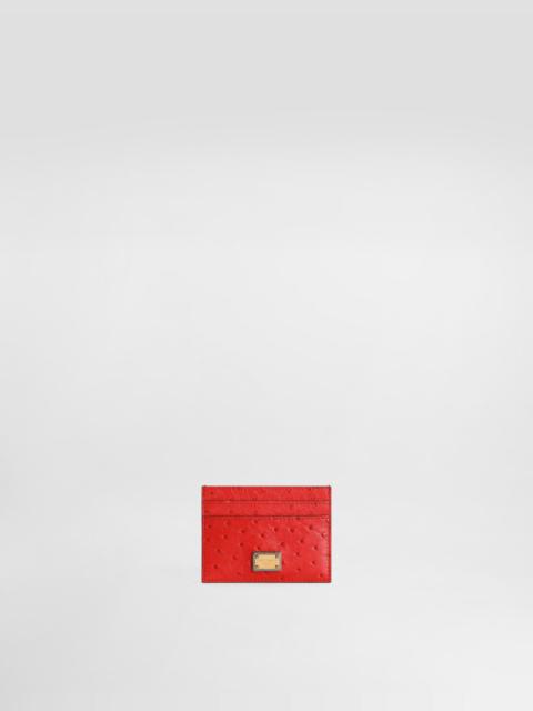 Dolce & Gabbana Polished ostrich leather card holder