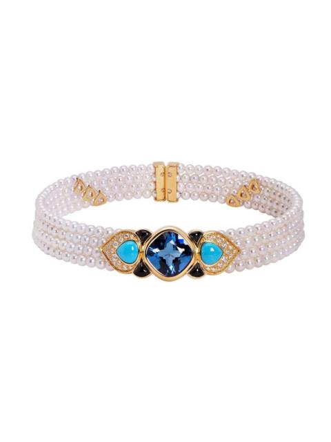 Marina B Pearl Blue Topaz Turquoise Pauline Necklace