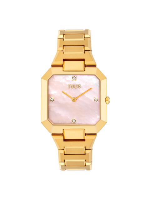 TOUS Analog watch with gold-colored steel bracelet and pink mother-of-pearl face Karat