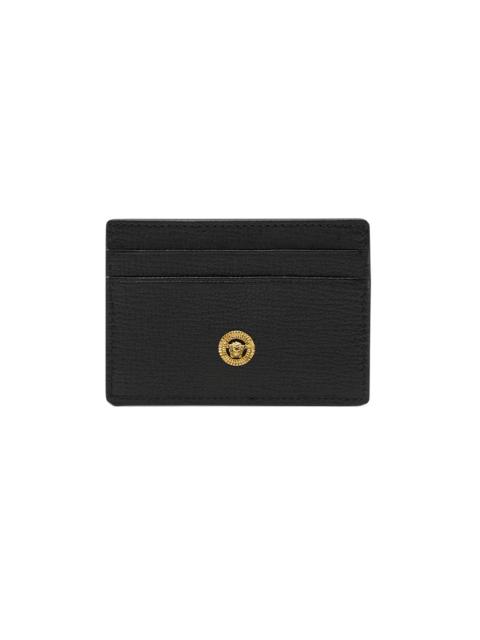 VERSACE Men's Leather Card Case - Black Gold
