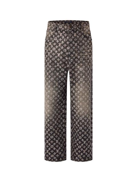 Louis Vuitton Made To Order Embroidered Monogram Baggy Denim Pants