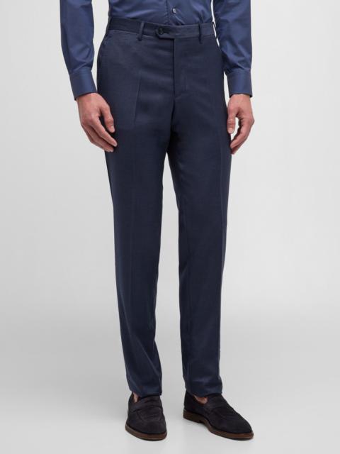 GIORGIO ARMANI Men's Flat-Front Wool Trousers
