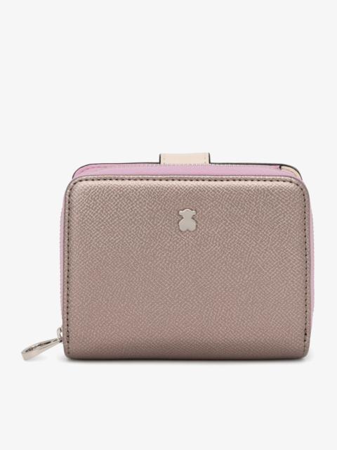 TOUS Small silver-colored New Dubai Saffiano Wallet