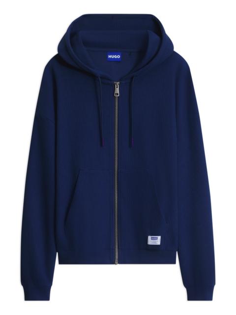 HUGO LOOSE-FIT ZIP-UP HOODIE IN A WAFFLE KNIT