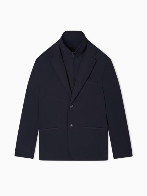 EMPORIO ARMANI STRETCH-NYLON TWILL BLAZER WITH DETACHABLE INNER PANEL