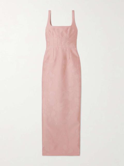 EMILIA WICKSTEAD Martel paneled cloqué maxi dress Pink