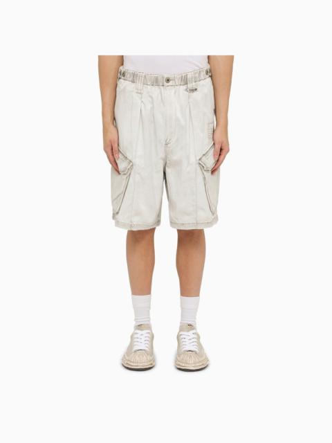 Light grey cotton-blend bermuda shorts