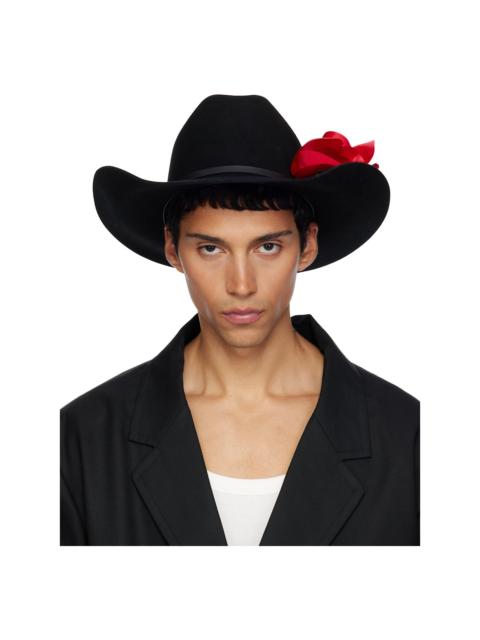 WILLY CHAVARRIA Black Flower Hat