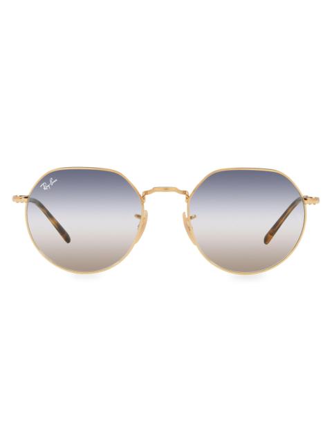 Ray-Ban Men's RB3565 53MM Round Geometric Sunglasses - Gold