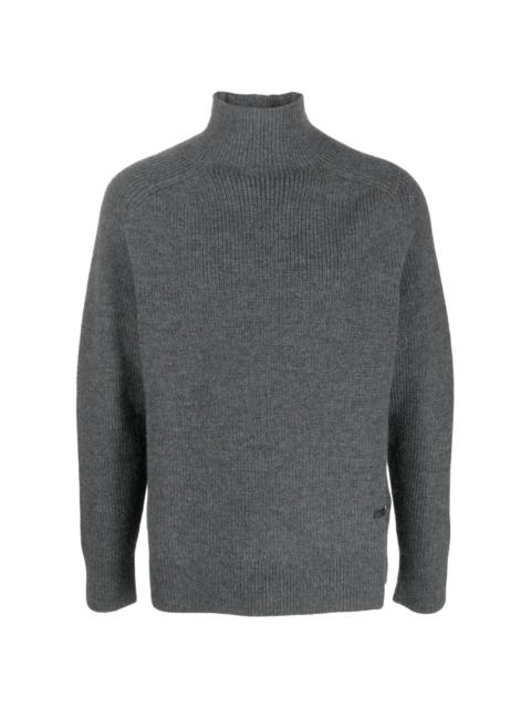 roll-neck ribbed-knit wool jumper