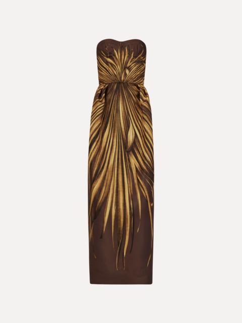 Oscar de la Renta PALM LEAVES FAILLE GOWN