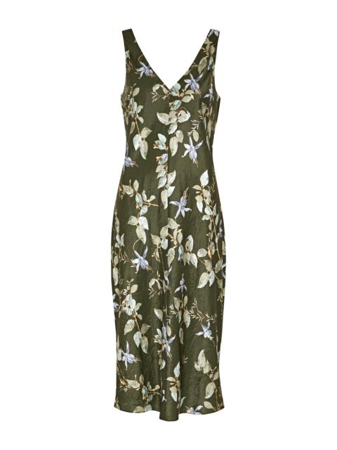 Vince Floral-print crinkled satin slip dress