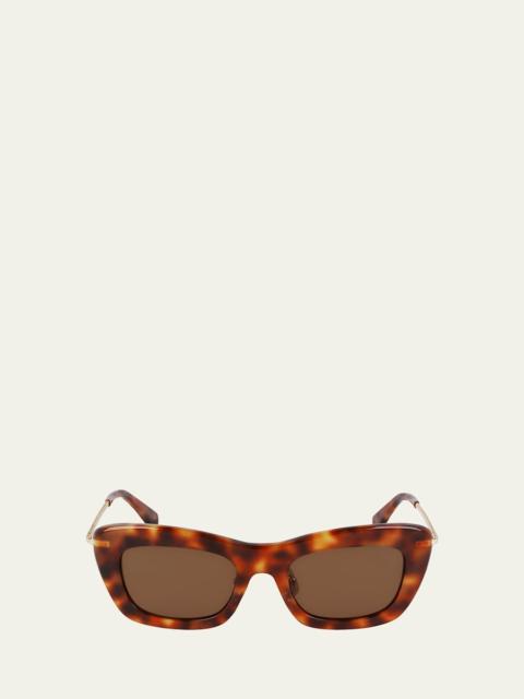 Lanvin Babe Rectangle Twisted Metal/Acetate Sunglasses