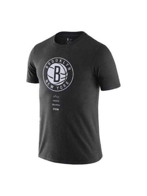 Nike Men's Nike Brooklyn Nets Casual Printing Round Neck Short Sleeve Black T-Shirt CK7938-010