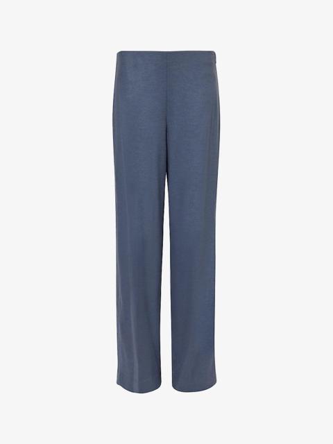 Vince Pressed-crease elasticated-waist straight-leg mid-rise wool-blend trousers