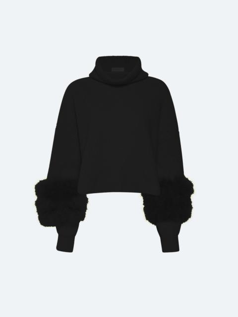 LAPOINTE Cashmere Turtleneck Sweater With Marabou