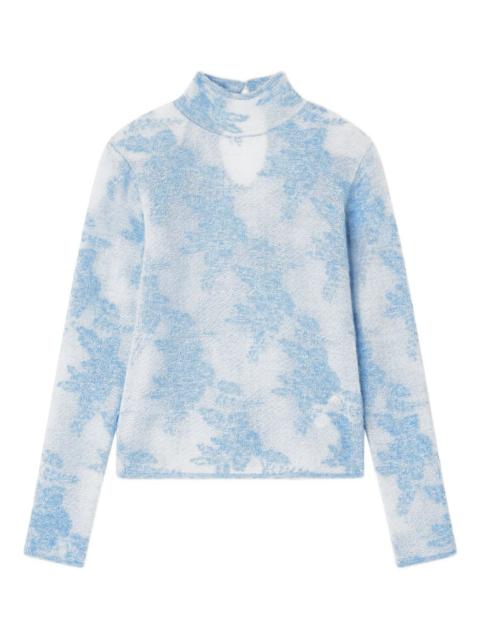 GANNI flower-jacquard mockneck sweater