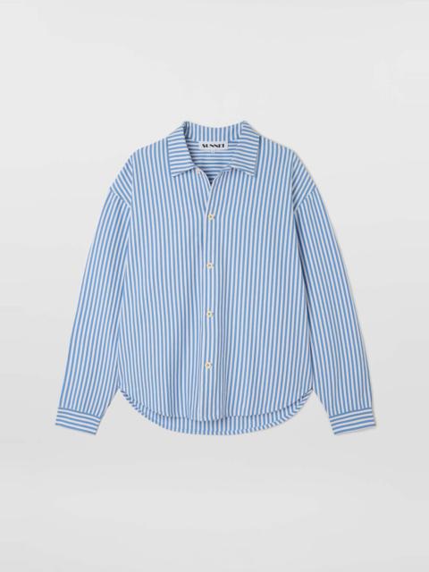 SUNNEI OVER SHIRT / azure & optical white stripes