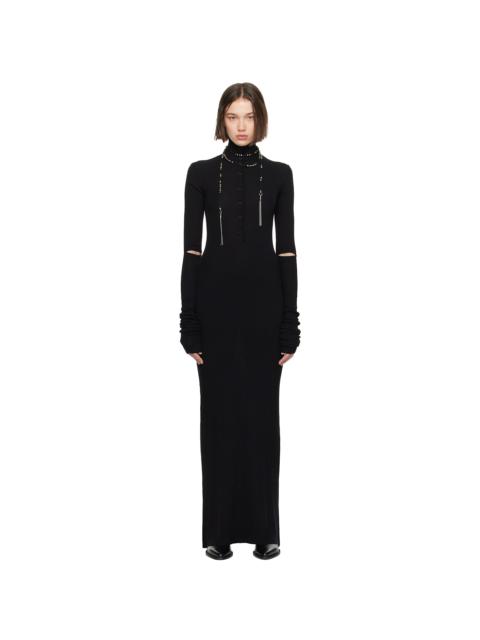Ann Demeulemeester Black Hanzel Long Serafino Rib Maxi Dress