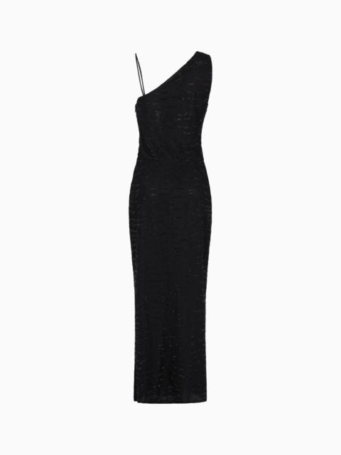 GIORGIO ARMANI SILK LONG DRESS WITH RHINESTONE EMBROIDERY