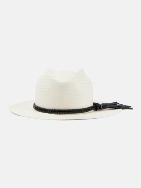 Elfi leather-trimmed straw boater hat