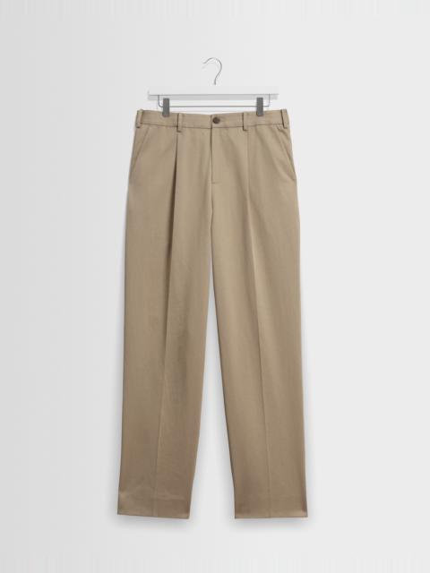 Wax London Aubyn - Beige Cotton Tencel Twill Relaxed Fit Trousers