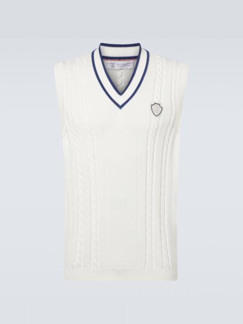 Brunello Cucinelli Cable-knit embroidered cotton sweater vest
