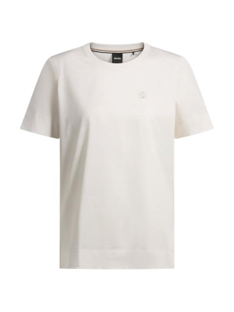 BOSS MERCERIZED-COTTON T-SHIRT WITH DOUBLE B MONOGRAM