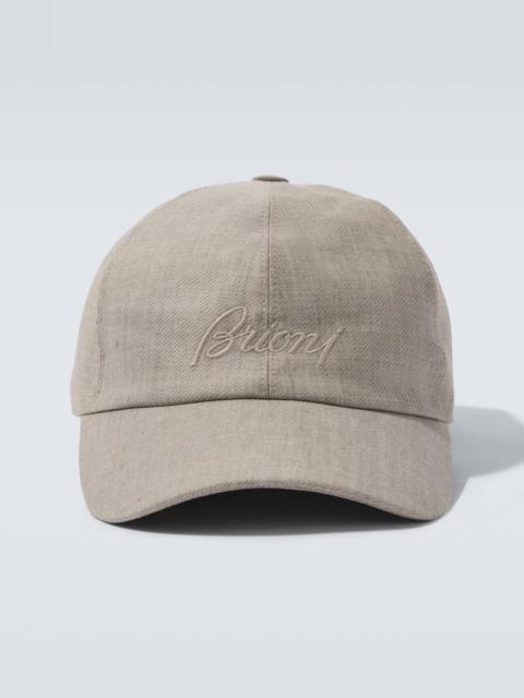 Brioni Logo linen and wool baseball cap