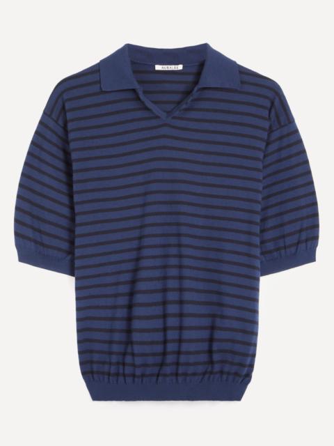 AURALEE High Gauge Cotton Knit Skipper Polo