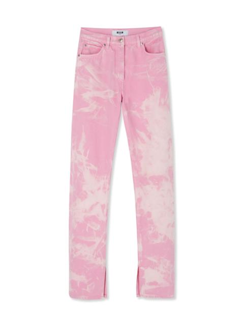MSGM Bull cotton pants with marbleized tie-dye treatment