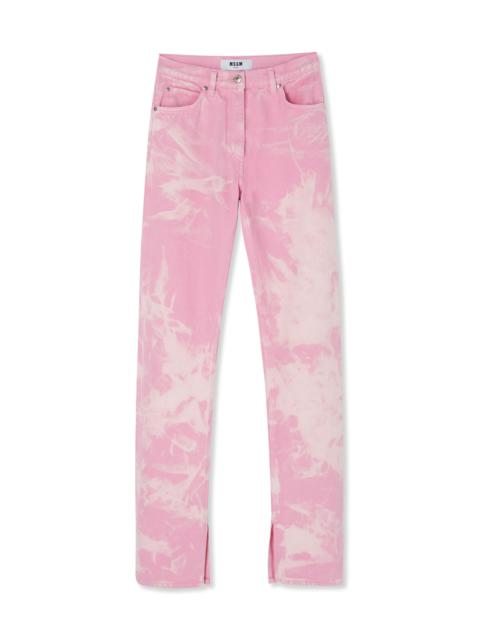 Bull cotton pants with marbleized tie-dye treatment