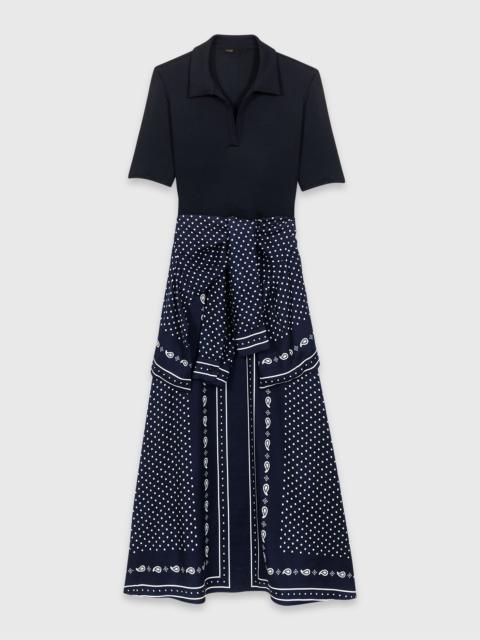 maje Patterned mixed-material dress