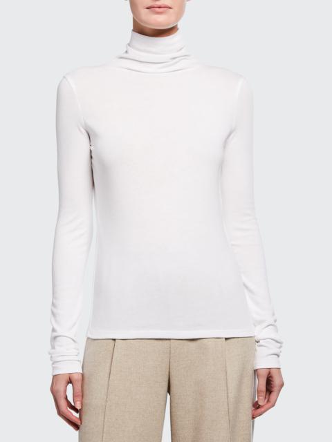 Essential Long-Sleeve Cotton Turtleneck Top