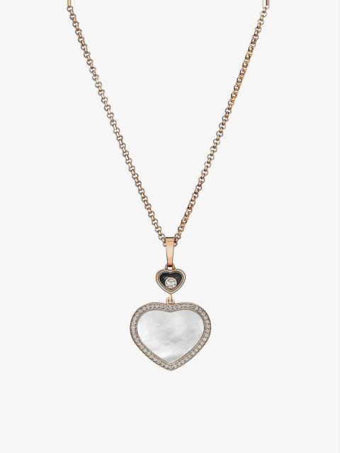 Happy Hearts 18ct rose-gold, 0.24ct diamond and mother-of-pearl necklace