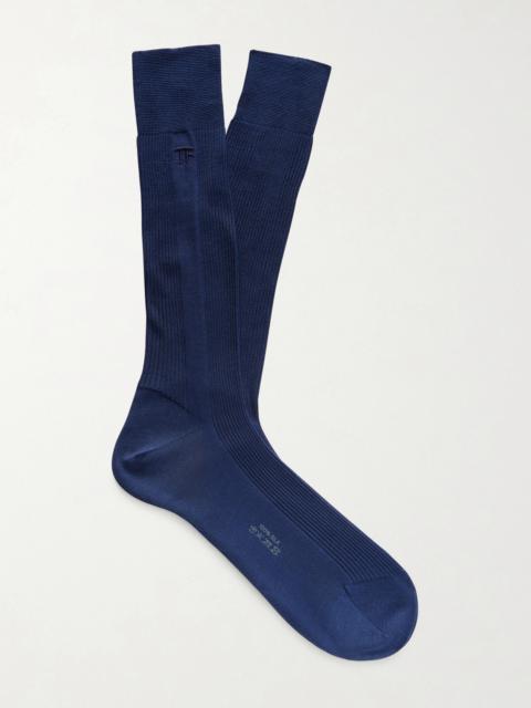 TOM FORD Logo-Embroidered Ribbed Silk Socks