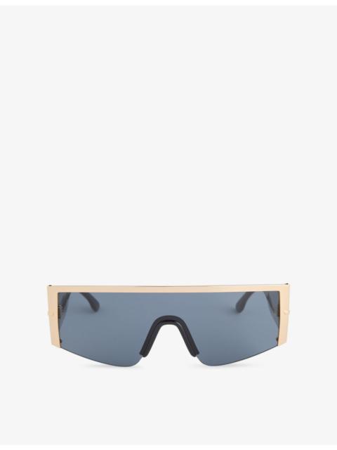 Victoria Beckham Oversized Shield-Frame Metal Sunglasses