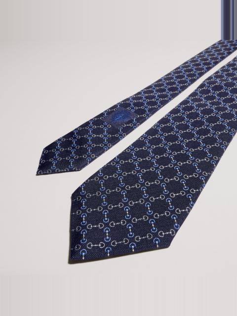 GUCCI Horsebit silk jacquard tie