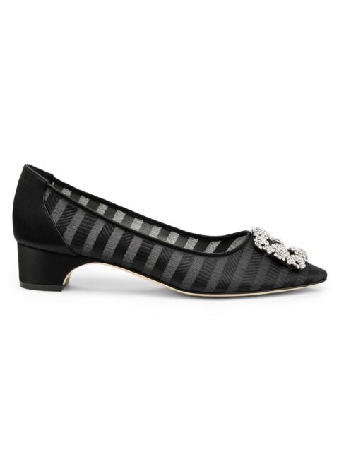 Manolo Blahnik Women's Hangisila Jewel Buckle Pumps - Grey Black