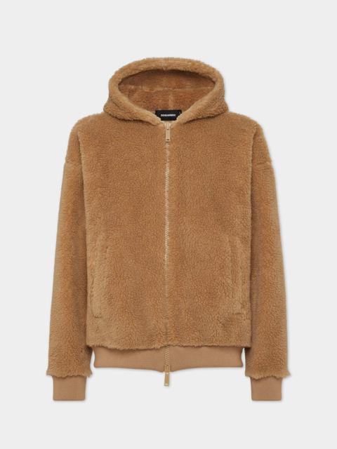 DSQUARED2 ICON NEW GENERATION RELAX FIT TEDDY ZIP SWEATSHIRT